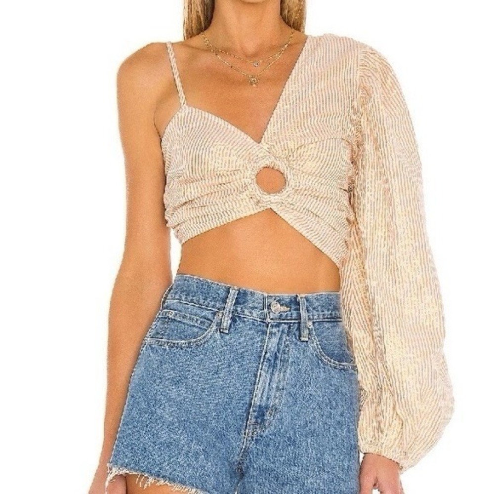 Jens Pirate Booty Cropped Sexy Asymmetrical Sleeve Top‎ Small Twentynine Palms